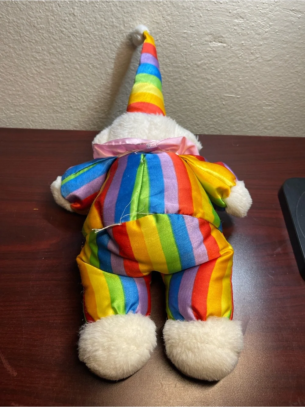 Rainbow Striped Clown Bear Costume Plush Used
